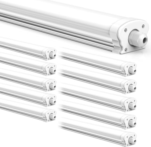 JESLED - 10er Pack LED Feuchtraumleuchte 120cm IP65-30W 5200 Lumen - 4000K Neutralweiß - Verknüpfbar - Kellerleuchte, Nassraumleuchte - Feuchtraum Wannenleuchte