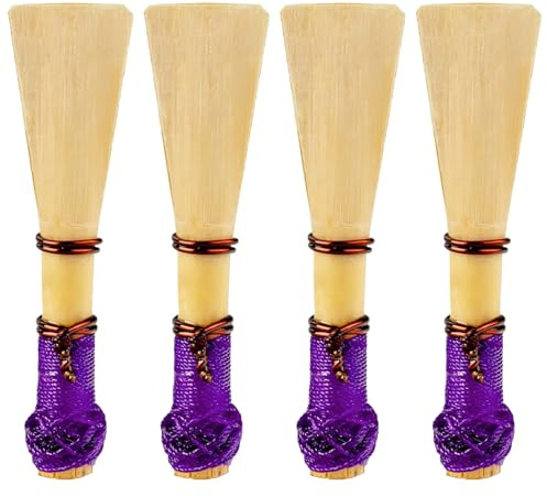 Fagott-Set (4 Stück), mittelweich, Naturholz, Wickel & schwarze Bindung, flaches Mundstück-Design für Holzblasmusiker