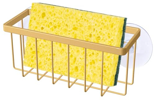 SHFKS Sponge Holder for Kitchen Sink,Gold Sponge Holder,Kitchen Sink Caddy (Gold)