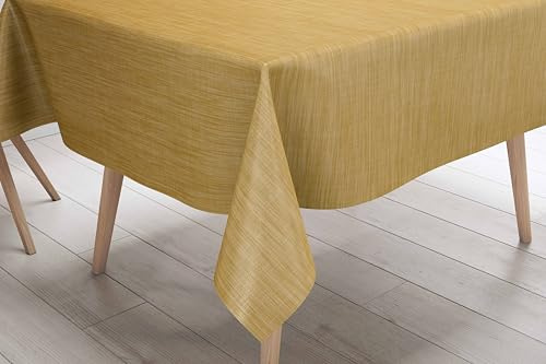 La biancheria per la casa Tovaglia LIMA Gialla – Tela Cerata Plastificata PVC Lavabile Antiscivolo Effetto Lino – Made in Italy Cm. 140x180 x6 persone