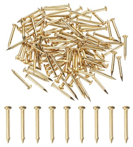 M METERXITY 100-Pack Small Tiny Nails, 2mm x 20mm Brass Precision MIni Nails Hardware Round Head for Wooden/DIY Crafts Decorative/Household Accessories/Picture Hanging