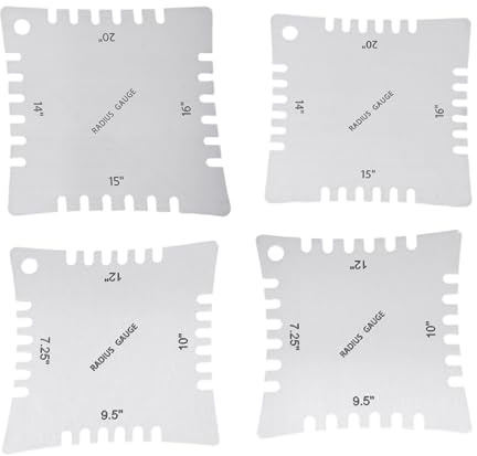 Set mit 2/4 praktischen Gitarrenhals-Radius-Linealen sorgt für Intonation und Spielkomfort, Stahltextur für Gitarre