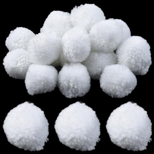 SUNNYCLUE 24 Stück Weiße Woll Pompons Flauschige Pompom Bälle 5cm Weicher Filz Flauschig Rund Handgefertigte Dekoration Hängende Girlande Ornamente Ball Für Heimwerker Kunst Handwerk Zuhause Party Wei