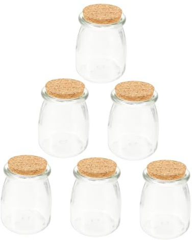 LIGIGWASH 6 Sets Portable Pudding Holder Glass Bottles Milk Favor Jars for DIY Home Decor and Showers with Cork Stopper for Yogurt and Dessert Storage
