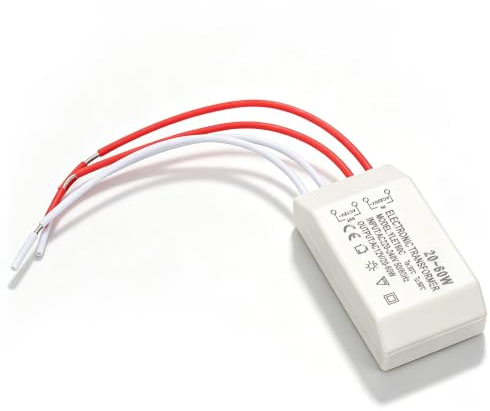 CYTGOUPER Elektronischer Trafo 230v auf 12v Halogen, 20-60W, NUR für Halogen G4 Lampenperlen, Unterstützt Dimmen, Zonen-, Fernbedienung, AC Transformator Treiber, NICHT für LED geeignet