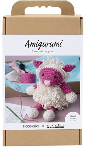 Creativ Company Amigurumi DIY Häkelset (Schaf - Pink, Creme)