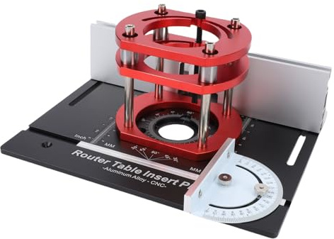 TIKATARER Router Table Lifting System, Aluminum Alloy Router Lift System 51mm Lifting Imperial Scales Insert Plate with Lift Base, Ideal for 64-66mm Diameter Motor