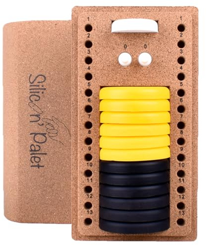 Jeu de Palet Breton en Silicone Silicon Palet – 12 Palets – Jeu d'Adresse Intérieur & Extérieur – Boîte en Liège avec Compteur de Points – Jaune & Noir