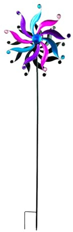 YTtkku Molino de viento de metal resistente a la intemperie para patios, césped, patio, jardín, espacios al aire libre, decoración artística giratoria, molinillo de viento de metal para exteriores
