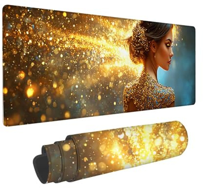 Tapis de Souris de Jeu, 800 x 300 mm XXL Tapis Souris Gaming Grand, Antidérapant Étanche, iExtended Long Clavier Mouse Pad XXL, Accessoire Bureau, pour Gamer, Ordinateur, PC (Élégant Femme) i-881