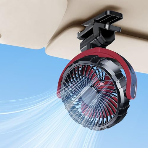 NIFBANG Car Fan Clip on Sun Visor Fan,Portable USB Rechargeable Battery Powerful Quiet Small Fans,360° Rotating Carseat Cooling Fan Clip on Golf Cart Treadmill Stroller Baby Crib for SUV Van(Black)