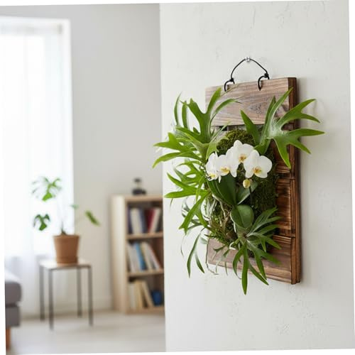 Soporte para helecho cuerno de ciervo, soporte rectangular para plantas de pared, kit de macetero de montaje en pared de 13x9 para helechos cuerno de ciervo, orquídeas, plantas de aire, flores