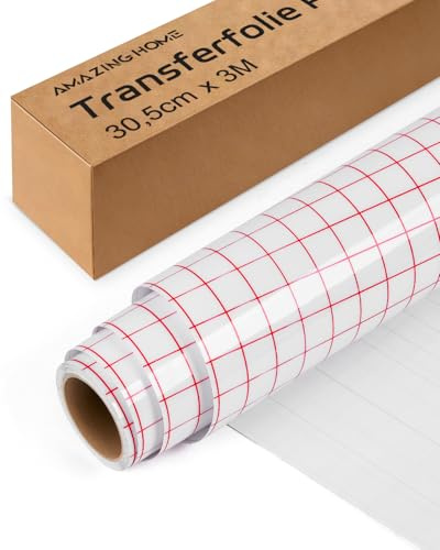 Papier transfert 30,5 x 300 cm – compatible Cricut, Silhouette Cameo. Papier vinyle adhésif pour déco, gobelets, vitres, autocollants et DIY. Transfert facile et précis.