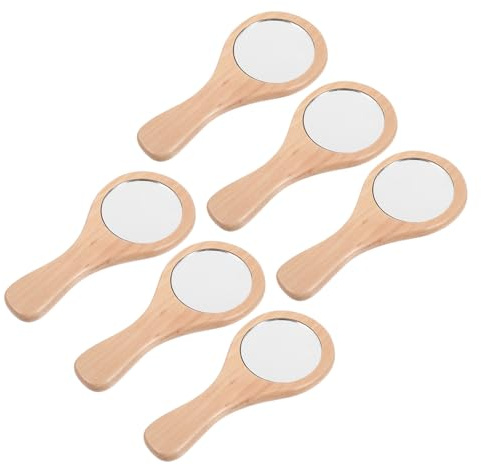 Ciieeo Specchietti da Viaggio in Legno 6 Pezzi, Piccoli Specchi Portatili per Trucco Unisex, Compatti e Leggeri per Borse e Viaggi, Specchi a Mano per Ritocchi Rapidi e Uso Quotidiano