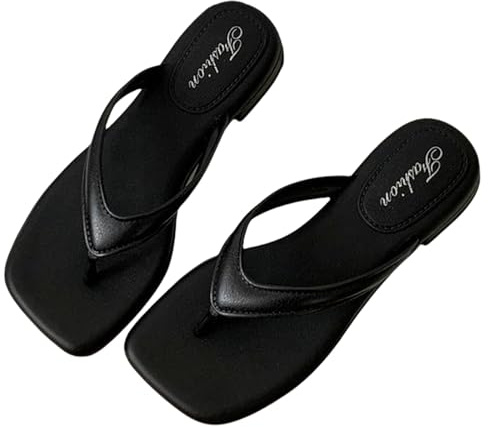 Generisk flip flop damer svart elegant, tåseparator damer badskor eleganta tåsandaler låg klack tofflor platta badskor snabbtorkande duschsko anti-svett badsandaler