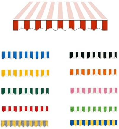 Sostituzione Mantovana in Tessuto per Tenda da Sole, Mantovana in Tessuto Resistente All'Acqua per Patio Esterno, Strisce di Ricambio per Tettoia per Portico Balcone(Red White,L250cmxH20cm)