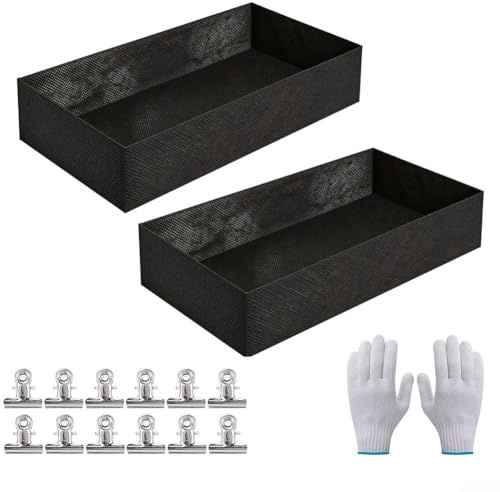 Breathable Raised Garden Bed Liner Bag with Non-Woven Fabric and Flower Bed Liners, Includes 2 Grow Bed Liners, 12 Secure Clips and Gardening Gloves(Square)