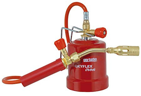 OXYTURBO KIT SALDATORE PROFESSIONALE CANNELLO GAS OXYFLEX IRON CON PORTA CARTUCCIA IN METALLO, MONO GAS SALDATURA DOLCE E FORTE, RISCALDO