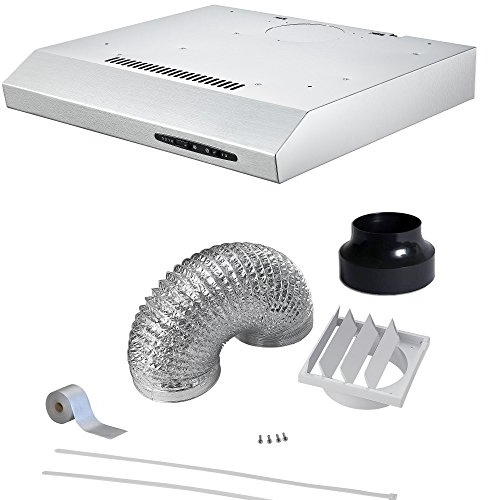 Cookology 50cm Wall Visor Cooker Hood + Ducting Kit - Stainless Steel | Ducting Kit Included - Wall Mounted - 3 Speeds - LED Light