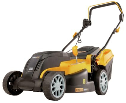 Powerplus Elektrischer Rasenmäher POWXG6251-1600 W und 380 mm Ø, Rasenmäher, Gartengerät, mit Grasaufnahme, Mulchen und Heckauswurf