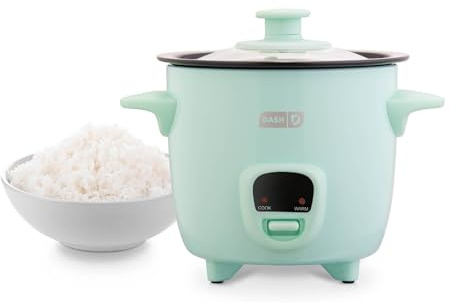 Dash Mini Rice Cooker - Designed for Single-Serve Cooking - Compact Rice Cooker with Nonstick Removable Pot, Keep Warm Function & Easy-to-Clean Sleek Design - Aqua