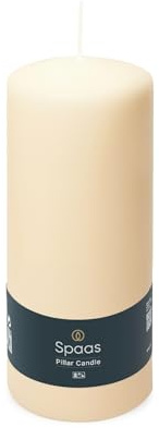 Spaas 12 Unscented Pillar Candles, 45 Hours, Ivory - 60/150 mm, Round, Paraffin Wax, Aluminum Can, Fragrance Free, Long Burning, Indoor, All Season, 1.0 count, 0.600 kg