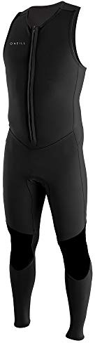 O'Neill Mens Reactor II 2mm Neopren Neoprenanzug Front Zip Long John Neoprenanzug - Schwarz - Easy Stretch - Flatlock - Krypto Knee