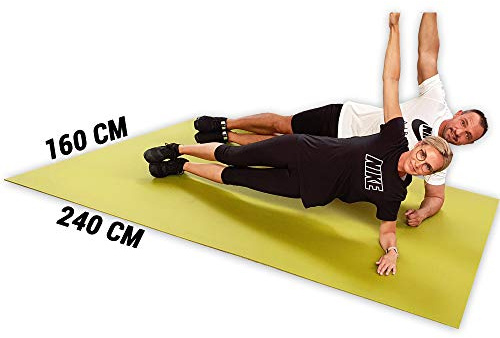 GYMEX Performance Fitness-Matte XXL, extra groß, rollbar, für Yoga, Sport & Fitness 240x160cm (Blau)