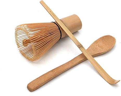 POFET Matcha-Schneebesen-Teeset, handgefertigtes japanisches Teezeremonie-Set, Bambus-Matcha-Tee-Schneebesen, Teeschaufel und kleiner Teelöffel, 3-teiliges Set