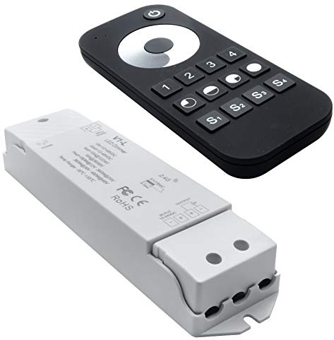 Planetitaly Kit de centralita controlador 15 A con regulador push de 12 V y 48 V, tiras focos LED, mando a distancia RF táctil