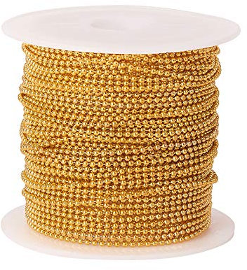 Airssory - Catene a sfera in ottone placcato oro, 10 metri, saldate con rocchetto, per gioielli, portachiavi, per fai da te, 1,2 mm