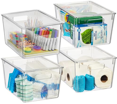 ClearSpace Plastic Storage Bins with Lids X-Large – Perfect Kitchen Organization, Desk Organizer or Pantry Storage – Desktop Organizer, Pantry Organization and Storage Bins, Cabinet Organizers