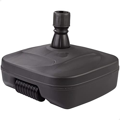 Aktive 61134 - Base per ombrellone da esterno rettangolare nera | Resistente all'acqua e al sole | Base per ombrellone con serbatoio acqua o sabbia | Con ruota per un facile trasporto
