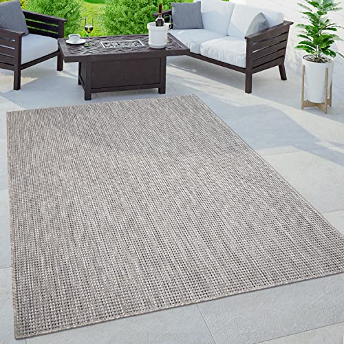 Paco Home Outdoor Teppich, Wetterfest Pflegeleicht Küchenteppich Ideal für Terrasse Balkon Garten, Flachgewebe Sisaloptik Modern Einfarbig meliert, Grösse:120x160 cm, Farbe:Blau