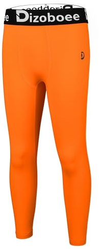 Dizoboee Boys Compression Pants Leggings Tights for Sports Youth Kids Athletic Basketball Base Layer Orange M