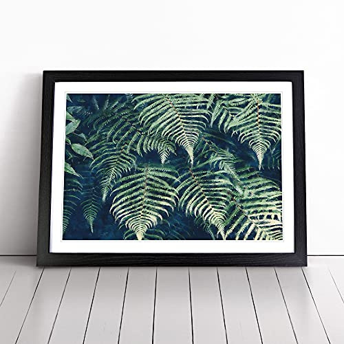 Fern Leaves Painting Framed Wall Art Print A2 Black | Ready to Hang, Satin Fine Art Paper, Fade-Resistant Inks, Acrylic Glazing, Securely Packaged, Made in the UK