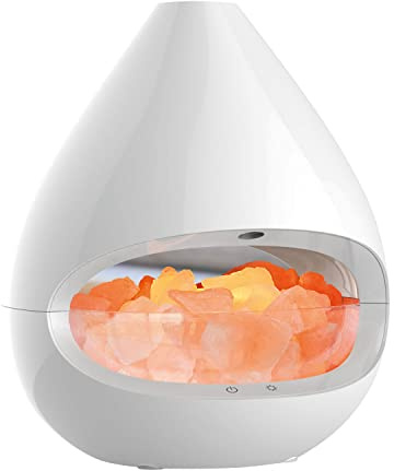 Aroma-Diffuser mit Salzkristall-Leuchte, Luftbefeuchter und Ionisator | Duft- und Salzkristall-Funktion, 2 x Halogenlampen, Für ätherische Öle