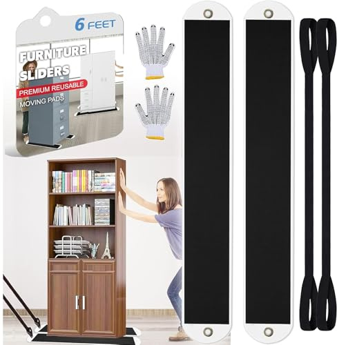 2 Stück Möbelgleiter, große Möbelschieber, Möbelschieber, Teppichumzüge, Tisch-Schreibtisch-Umzüge, zum Bewegen schwerer Möbel, Schränke, Tresoren und mehr auf Teppichböden, 1,8 m Länge