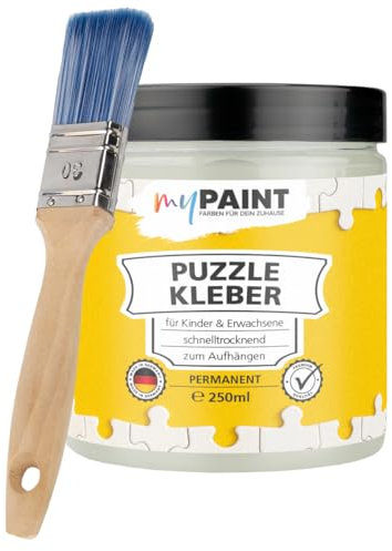 myPAINT® Puzzlekleber (250ml XL Puzzle Glue) hochtransparenter Puzzle Conserver - Kinder und Erwachsenen Puzzle kleben - Puzzlekleber Set - Puzzle fixieren - Made in Germany