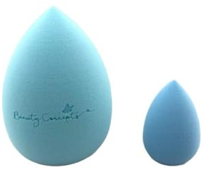 Éponge de maquillage sans latex pour fond de teint liquide, poudre, crème solaire et crème, 1 grande éponge, 1 petite éponge (bleu layette)