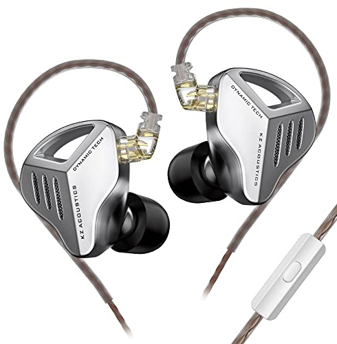 keephifi KZ ZVX KZ Auricolari con microfono KZ In Ear Monitor 1DD IEM, 10 mm doppia cavità, driver dinamico con guscio in metallo,2 pin cavo staccabile,KZ cuffie con filo per audiofili musicisti