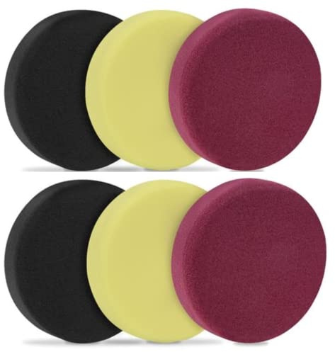 AutoFullCar - Esponja Pulir para Coche, 6 Piezas 150 mm Plano Kit de Esponja de Pulido Kit pulir Coche Esponjas de Pulido Esponjas para Cera para Pulidora Coche 3 niveles de corte | FullCarX