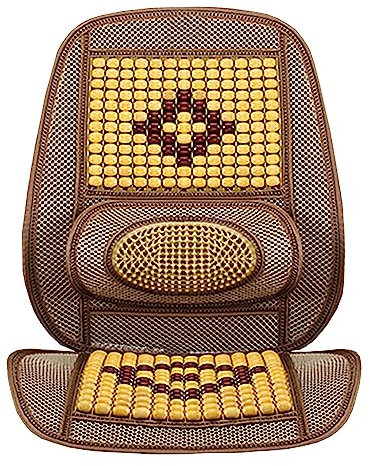 ALQFHFY Kühle Autositzauflage,Auto Sitzkissen,mit Holzperlen Massage Und Ganzjahres-Kühldecke Autositzbezug Atmungsaktive Sitzmatte （Beige）