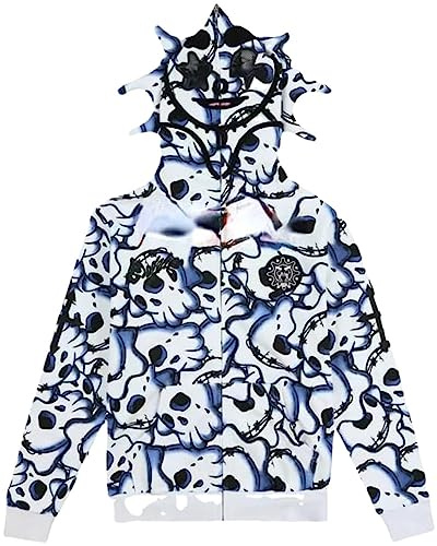Vagbalena Uomo Donna Divertente Felpa multiangolo con Cappuccio con Cerniera Hip-Hop con Cappuccio Stampato con Cappuccio Y2k Harajuku Streetwear Retro Harajuku con Cappuccio