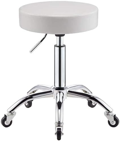Rollhocker Hocker auf Rollen Arbeitshocker auf Rollen, gasbetriebener Hocker mit Sitz aus grünem Kunstleder, höhenverstellbar von 42–55 cm, Tragfähigkeit 160 kg, Sweep-Küchenhocker D (Stil The New
