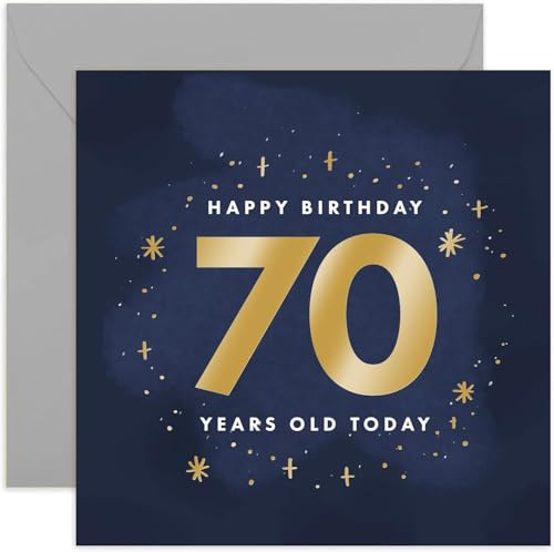 Old English Co. Geburtstagskarte zum 70. Geburtstag für Mann oder Frau, Goldfolie, glitzernde Sterne, Geburtstagskarte für Sie oder Ihn, glänzende Geburtstagskarte zum 70. Geburtstag für Mutter,
