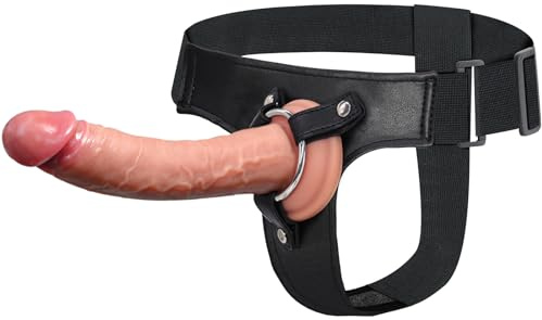 Strap on Dildo Harness Adult Sex Toys for Lesbian, Adjustable Soft Realistic Silicone Dildos with Strapon, Detachable G Spot Stimulator with Suction Cup Anal Dildo Penis