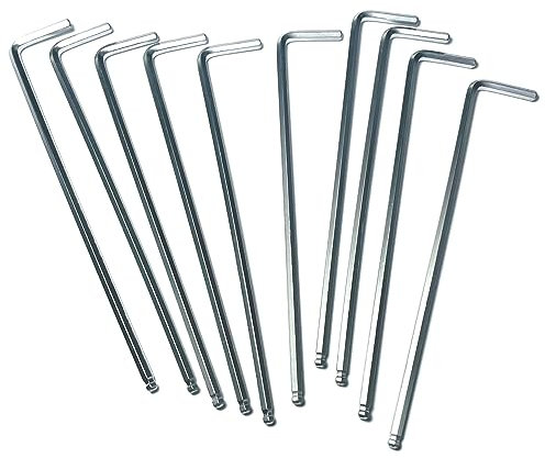 ZDingTech 10pcs 1/8 Ball End Allen Wrench sets,1/8 Hex Key Wrench set,allen key Door Key L Shaped hex wrench set with Long Arm.