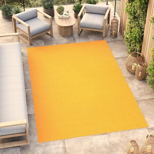 TAPISO Mono Teppich Kurzflor Gelb Einfarbig Outdoor Indoor 80 x 150 cm | UV-beständig Einfarbig Wohnzimmer Schlafzimmer Kinderzimmer Modern Design OEKO-TEX