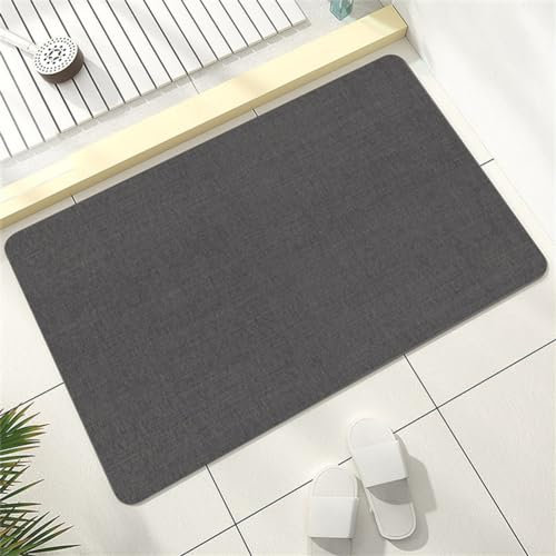 Badezimmerteppich, Badematte, Badematte Stein, Teppich Läufer, Stone Bath Mat, Badteppich Rutschfest Waschbar, Absorbierende Badematte, Duschmatte, Badvorleger, Duschvorleger, Carpet Grau-50x80cm